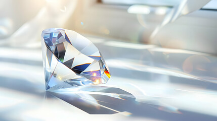 Brilliant Diamond 3D Render, Gleaming Crystal