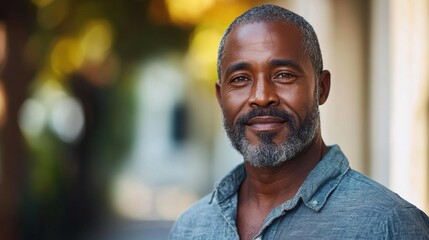 Fototapeta premium Middle-aged South African man with casual attire and a confident look.