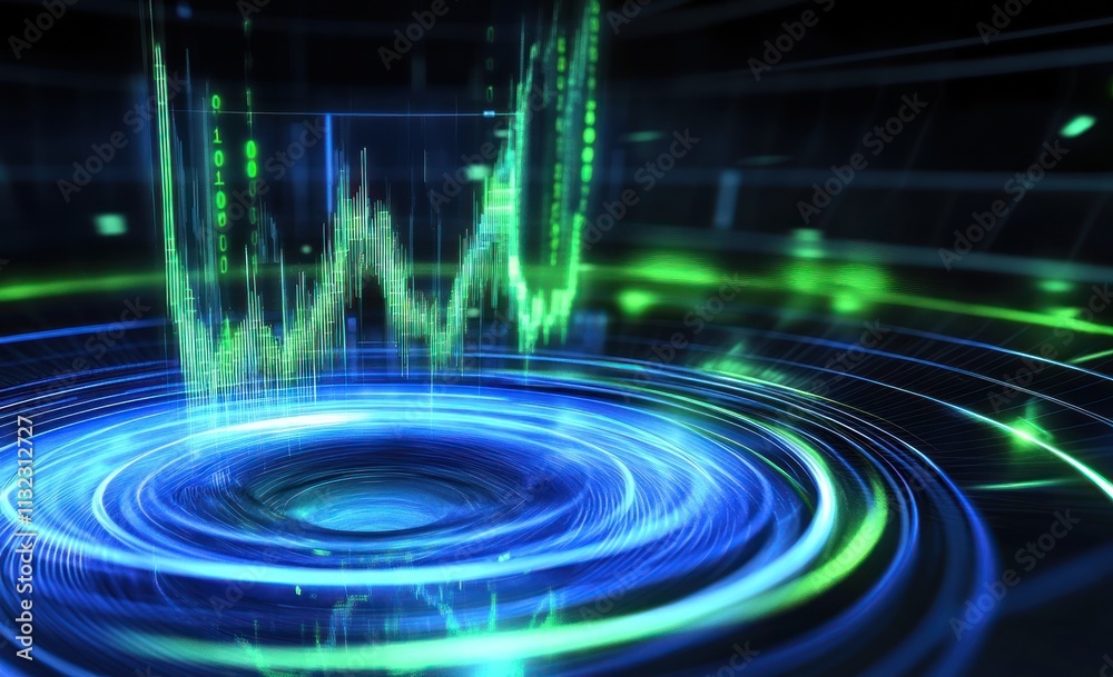 Leinwandbilder abstract glowing data visualization with rising graph.