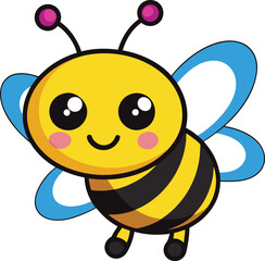Obraz premium Buzzing Cutie: Adorable Bee Cartoon Print