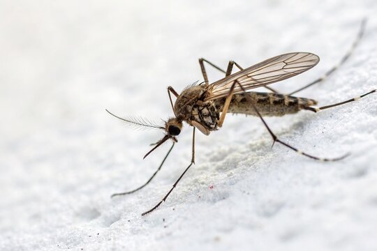 death mosquito on white background macro, blood feeding insect, micro world, mosquito