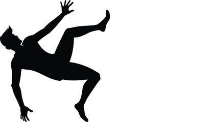 Fototapeta premium Vector isolated black silhouette man falls