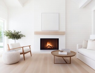 Fototapeta premium Cozy and modern living room with a minimalist design