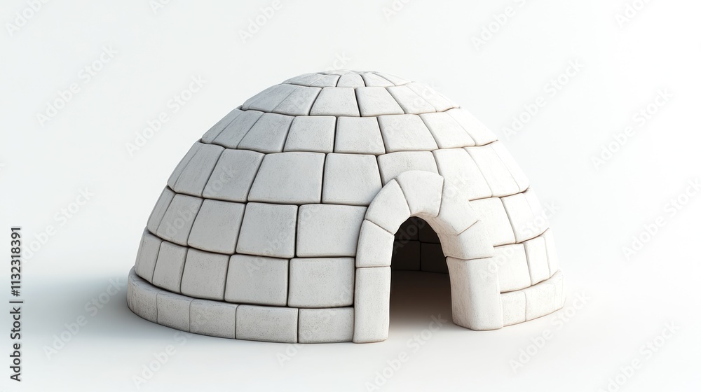 Poster white igloo model on white background.