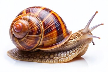 Snail Shell Sliding on White Background - High Detail AI Art