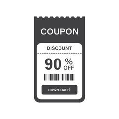 Gift voucher icon in flat style. 90% discount vector illustration on isolated background. Promotion coupon sign business concept.