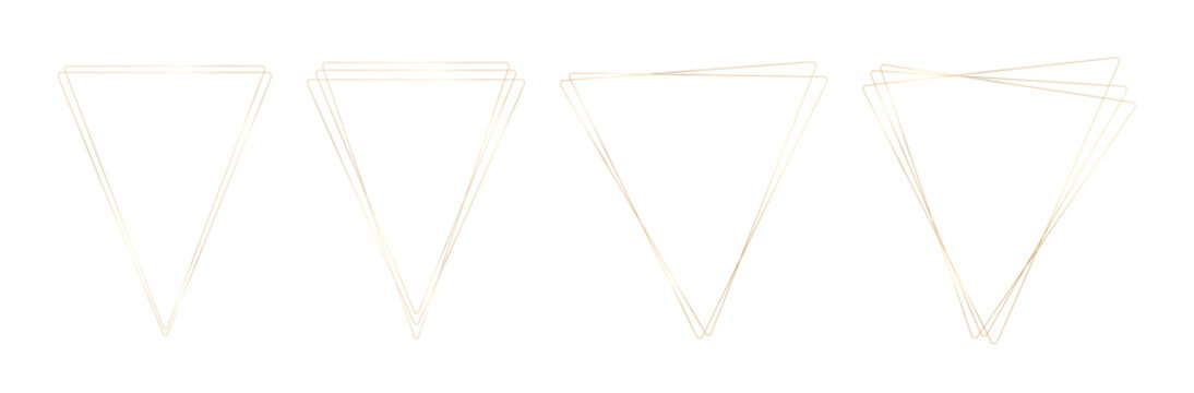 Luxury linear shining gold thin triangle frame collection. Elegant borders with decorative elements for awards, certificate, grand opening, greeting card, posters. Vector - Powered by Adobe