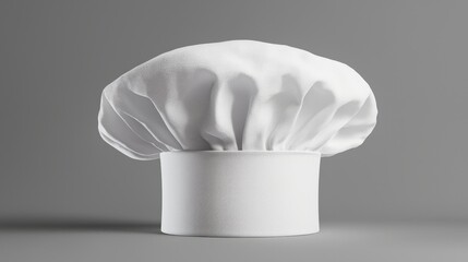 a blank white toque chefs hat mockup on a gray background
