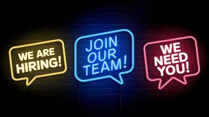 Obraz premium We Are Hiring, Hiring recruitment, Join Our Team, job vacancy, Hiring poster, Now hiring 