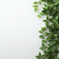 Obraz premium Minimalist green foliage on a white background creates a fresh, natural look
