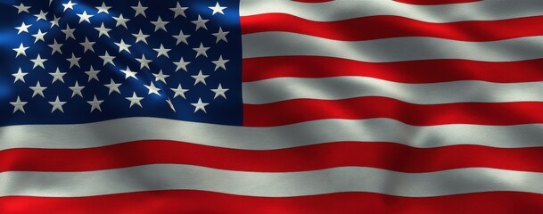 Fototapeta premium A flag with stars and stripes is shown in a blue and white background