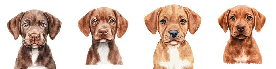 Adorable Brown Puppy Watercolor Clipart Pet Element  Cute and Friendly Canine Portrait with Expressive Eyes and Snout Fluffy Fur Texture Playful and Loyal Companion Animal