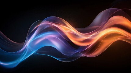 Fototapeta premium Abstract vibrant waves of colorful light swirl elegantly against a dark background, creating a dynamic, flowing visual of energy and motion.