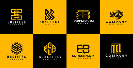 Line abstract letter SSS BSB BPB MOU logo set