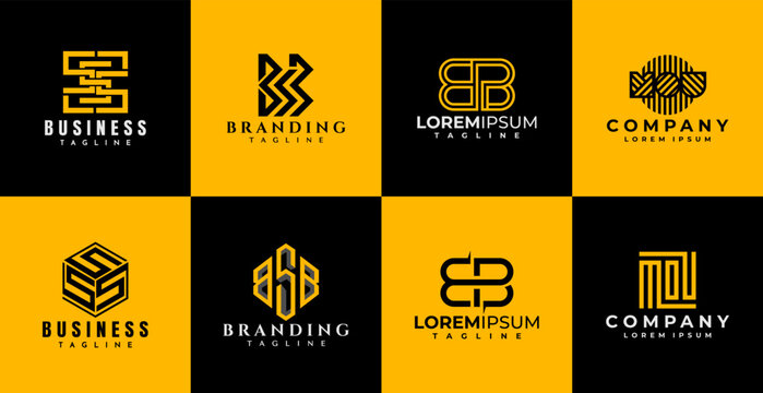 Line abstract letter SSS BSB BPB MOU logo set