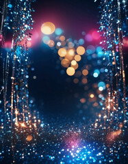 Starry Christmas Night with Glittering Gold Background