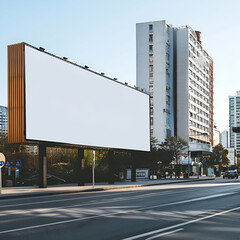 Obraz premium Blank advertising banner in the day city