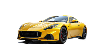yellow sports car isoalted on transparent background 