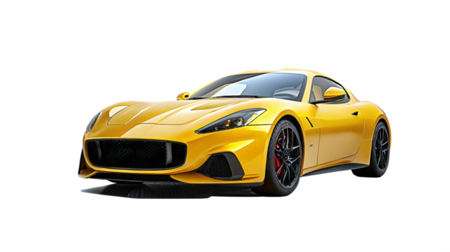 yellow sports car isoalted on transparent background 