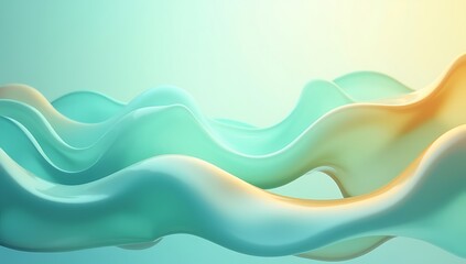 Fototapeta premium Abstract Green Yellow Fluid Wave Forms Design
