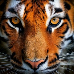 Close-Up of a Beautiful Bengal Tiger's Face, Generatif AI