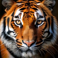 Close-Up of a Beautiful Bengal Tiger's Face, Generatif AI