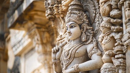 Fototapeta premium Vishnu is the god of Preservation, the great maintainer who often appears in various incarnations avatara to provide salvation for humanity Some of his best-known avatars who are tremendously pop. AI