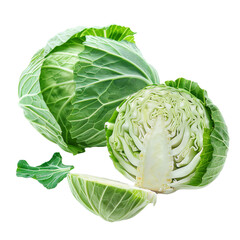 Fresh Green Cabbage Isolated on Transparent Background Perfect for Garden Fresh Salads and Healthy Organic Dishes