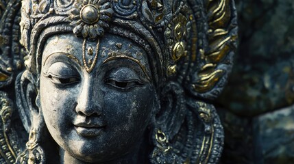 Fototapeta premium Vishnu is the god of Preservation, the great maintainer who often appears in various incarnations avatara to provide salvation for humanity Some of his best-known avatars who are tremendously pop. AI