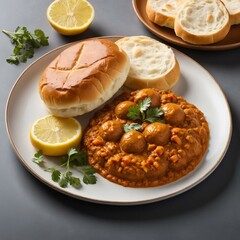 Pav Bhaji Plate - Transparent PNG Food Illustration, Generatif AI