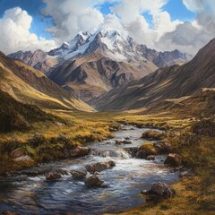 High rocky mountains of the Peruvian Andes.