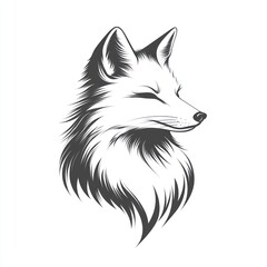 Obraz premium Majestic fox head profile, monochrome illustration.