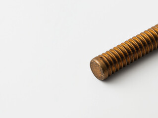 A single screw against a white background: A minimalist still life in perfect isolation