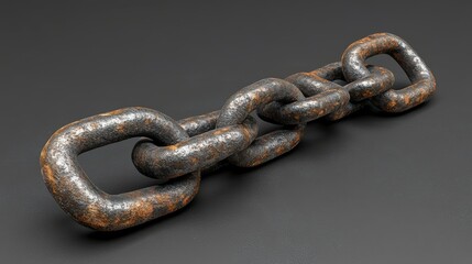 Fototapeta premium Detailed View of a Rusted Metal Chain, Industrial Metal Chain Structure, Close-up of a Heavy Duty Metal Chain, Metal Chain Links, Aged Industrial Chain