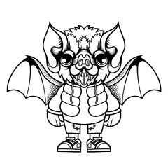 Mascot character design cartoon of bat outline