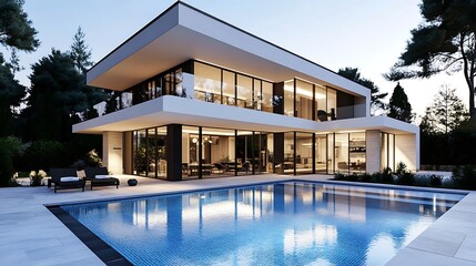 Fototapeta premium A modern and elegant house with a swimming pool