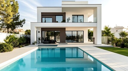 Fototapeta premium A modern and elegant house with a swimming pool