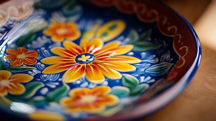 Fototapeta premium Vibrant Floral Painted Ceramic Bowl