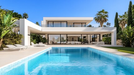 Fototapeta premium A modern and elegant house with a swimming pool
