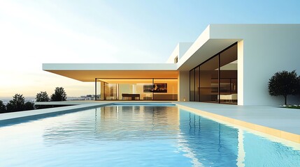 Fototapeta premium A modern and elegant house with a swimming pool