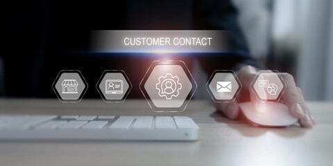 Customer contact channels, customer service concept. Using effective customer contact channels for...