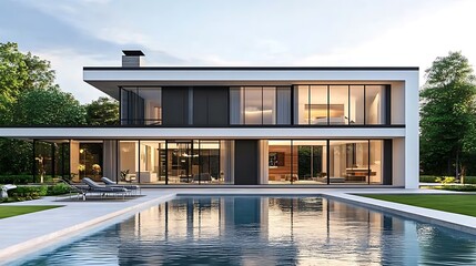 Fototapeta premium A modern and elegant house with a swimming pool