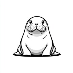 Obraz premium Cute cartoon seal illustration.