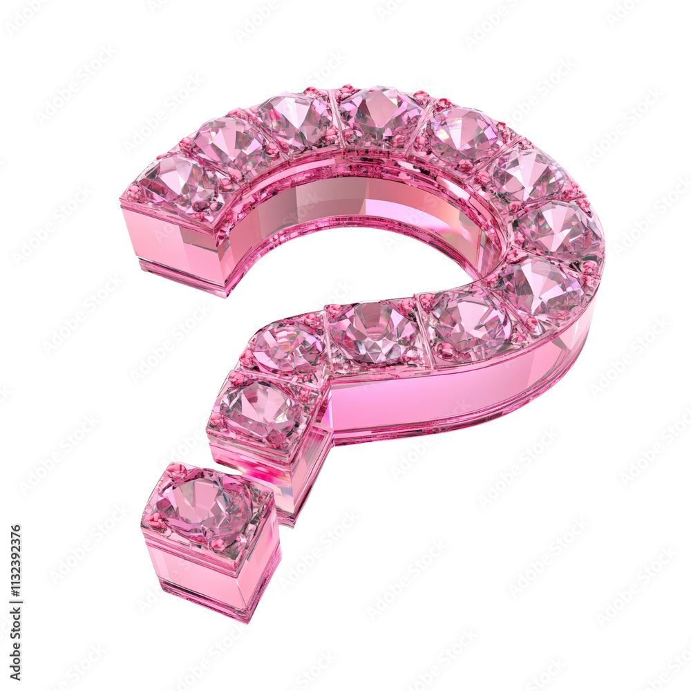 Poster 3d pink question mark icon isolated on transparent background