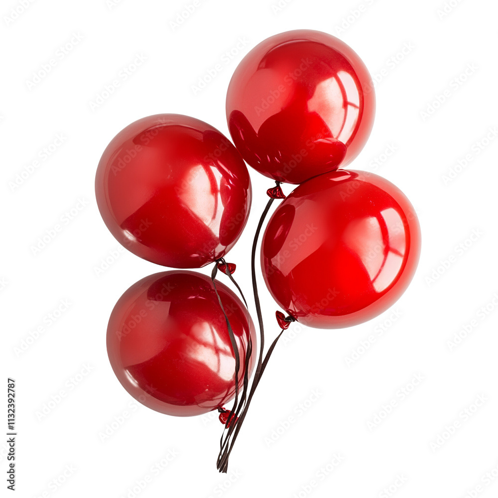 Poster 3d red balloons isolated on transparent background