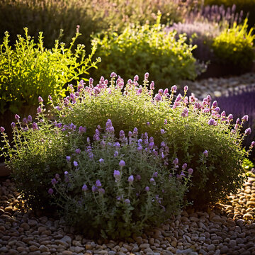Kr&auml;uter - Harmonisches Gartenbild mit bl&uuml;hendem Thymian