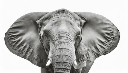 Realistic Computer Drawing of an Elephant Isolated on White Background Generative AI Artwork...