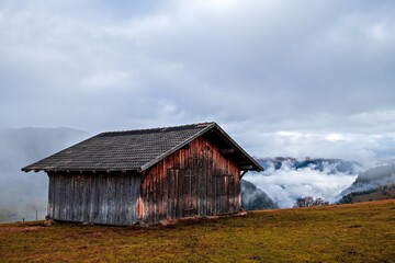 Old barn in the Dolomites, Italy.