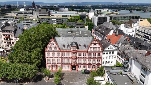 Aerial view of Gutenberg Museum in Mainz, Germany
