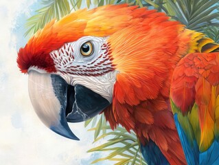 Fototapeta premium Captivating closeup of a colorful parrot's beak in tropical paradise artistic photography nature macro view vibrant hues and textures